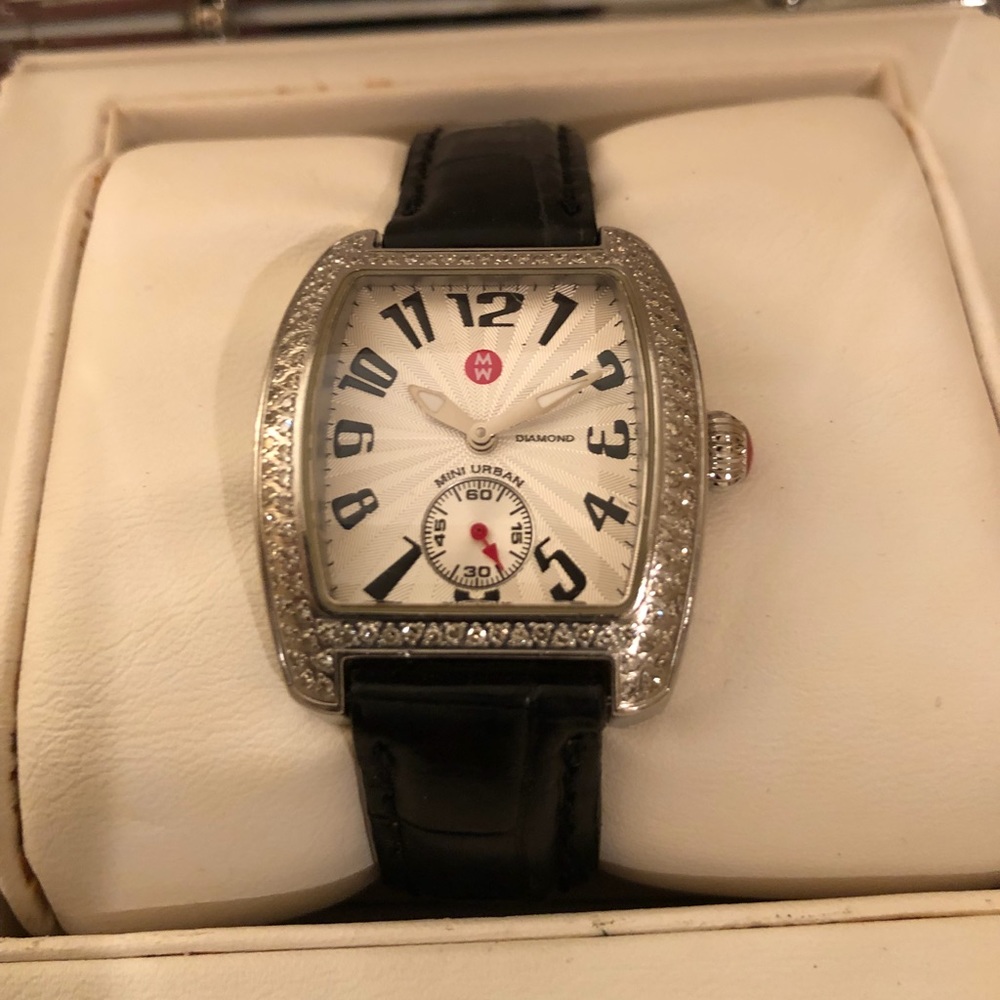 Michele mini urban steel watch with diamonds.